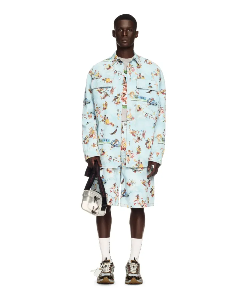 OFF-WHITE HELLBLAUE/MULTIFARBENE FRESKO MILITÄRHEMD Blau