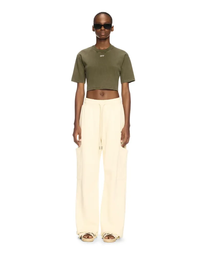 OFF-WHITE Grünes Cropped T-Shirt Grün