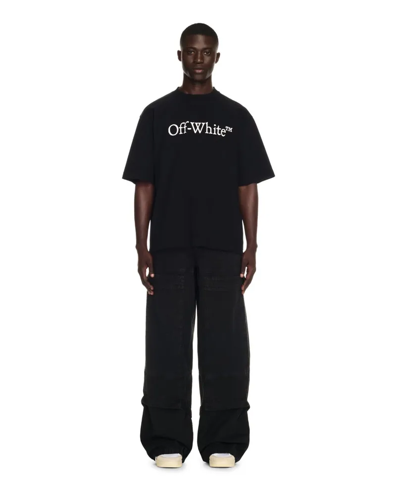 OFF-WHITE WEIß/ SCHWARZES, KURZÄRMELIGES BIG BOOKISH SKATE T-SHIRT Schwarz
