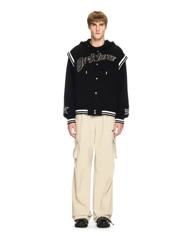 OFF-WHITE SCHWARZE FLEECE 00 COLLEGEJACKE Schwarz