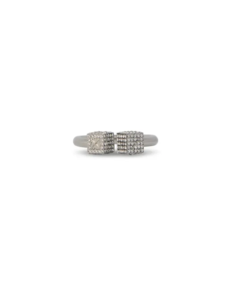 OFF-WHITE RING MIT WÜRFEL UND KRISTALLEN Silber