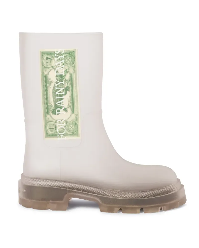 OFF-WHITE TRANSPARENTE/ WEIßE DOLLAR GUMMISTIEFEL Weiß