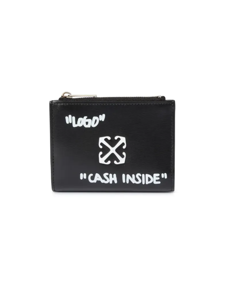 OFF-WHITE Schwarzer Jitney Quote Mit Reißverschluss Bifold Geldbeutel Schwarz