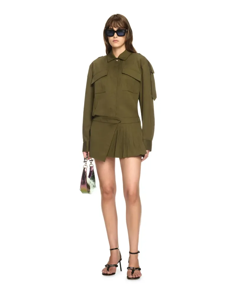 OFF-WHITE Grünes Savana Baumwoll-Mini-Kleid
