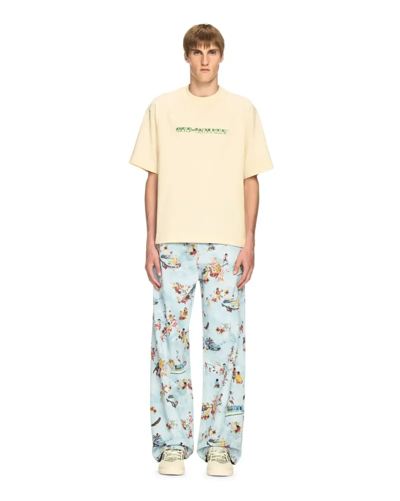 OFF-WHITE CREME GELD-PFEIL T-SHIRT Nude