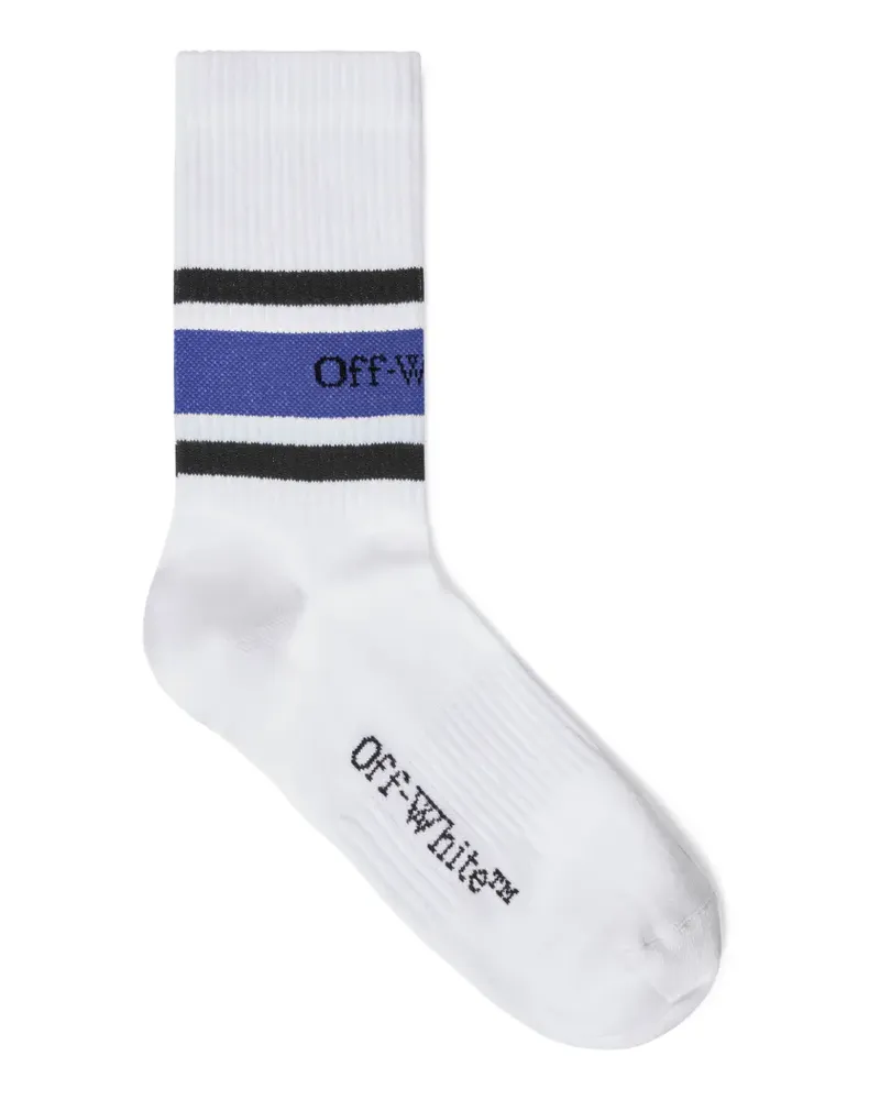 OFF-WHITE Gestreifte Bookish Mid-Socken Weiß