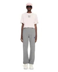 OFF-WHITE Cropped T-Shirt mit Bling-Ärmeln und Pfeil Rosa