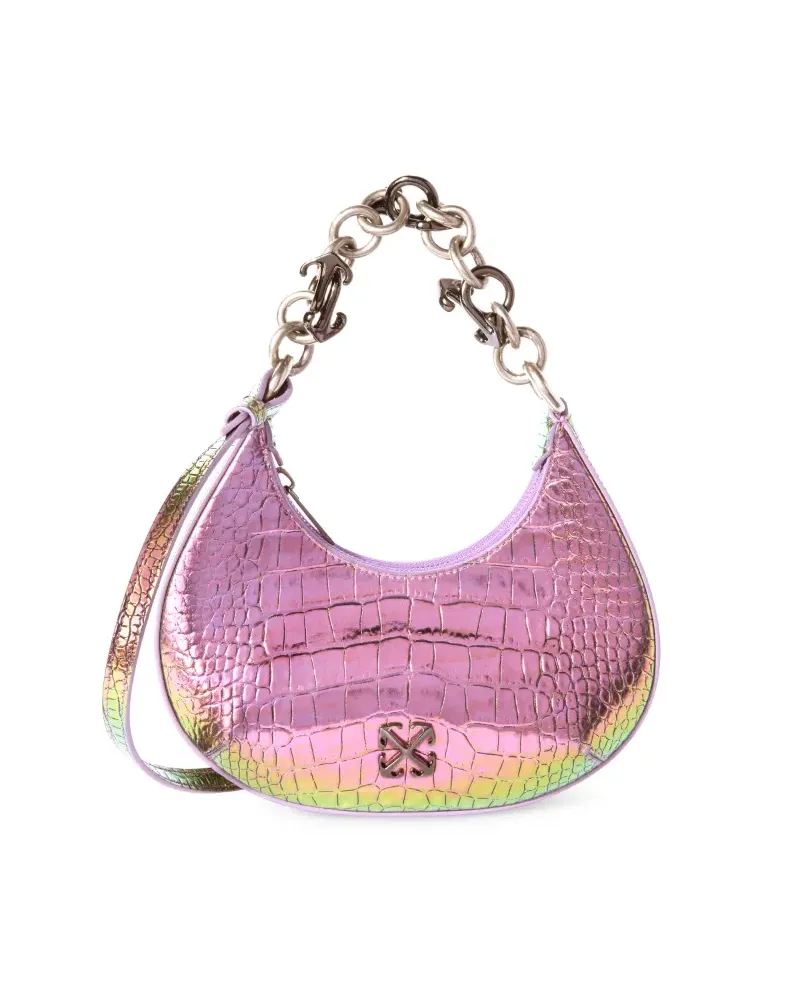 OFF-WHITE SCHULTERTASCHE AUS LEDER MIT KRIKODILMUSTER Rosa