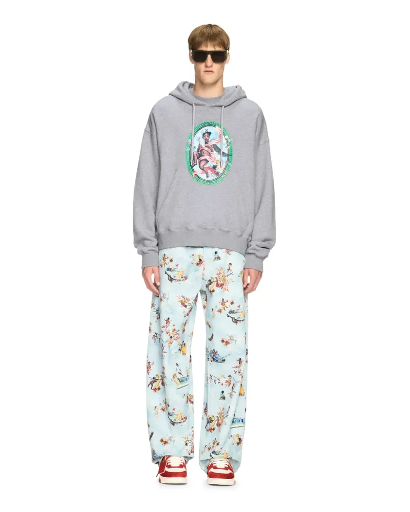 OFF-WHITE GRAUER FRESCO HOODIE Grau