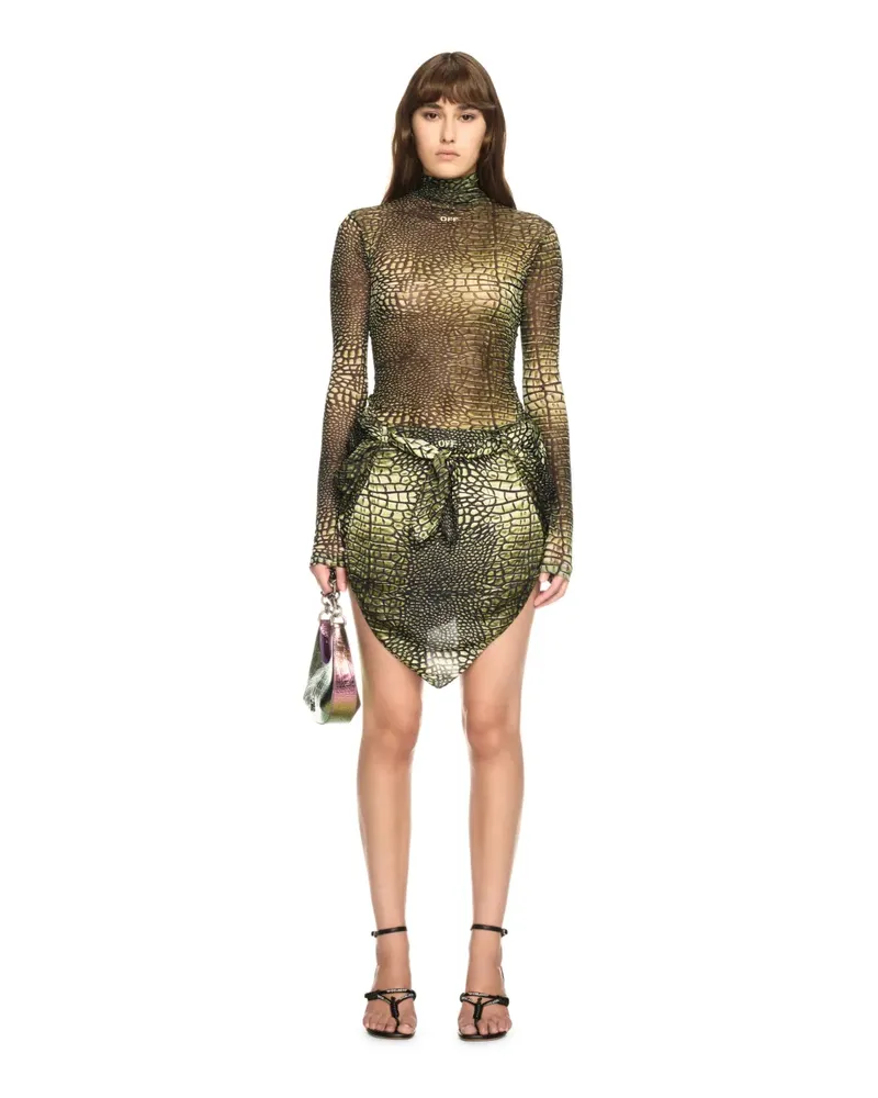 OFF-WHITE Grünes Krokodil Mesh Langarm-Top Grün