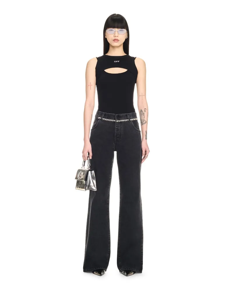 OFF-WHITE SCHWARZES OFF STAMP GERIPPTES TOP Schwarz
