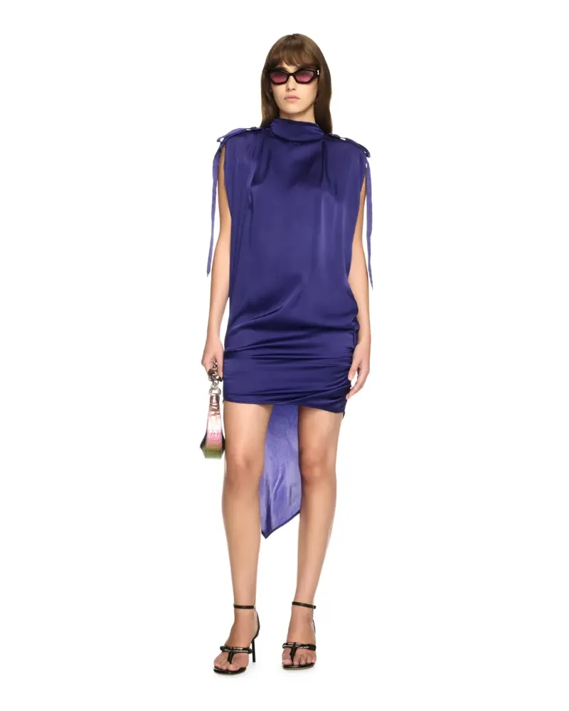 OFF-WHITE Blaues Satin Kleid Blau