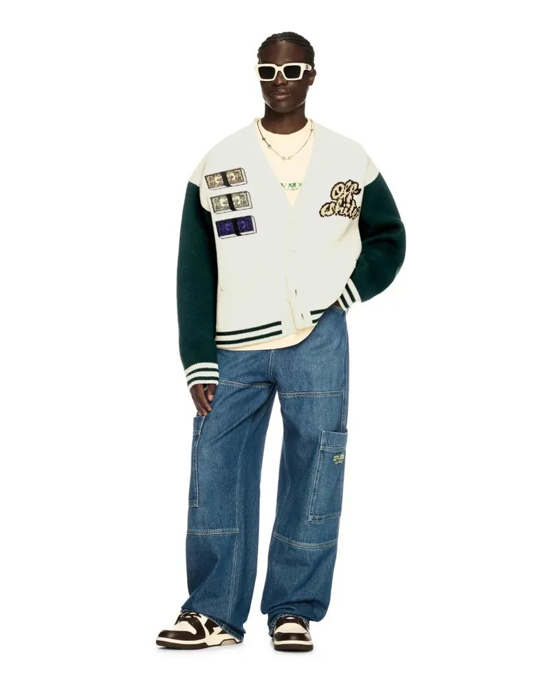 OFF-WHITE CRYSTAL CASH COLLEGE-CARDIGAN Nude