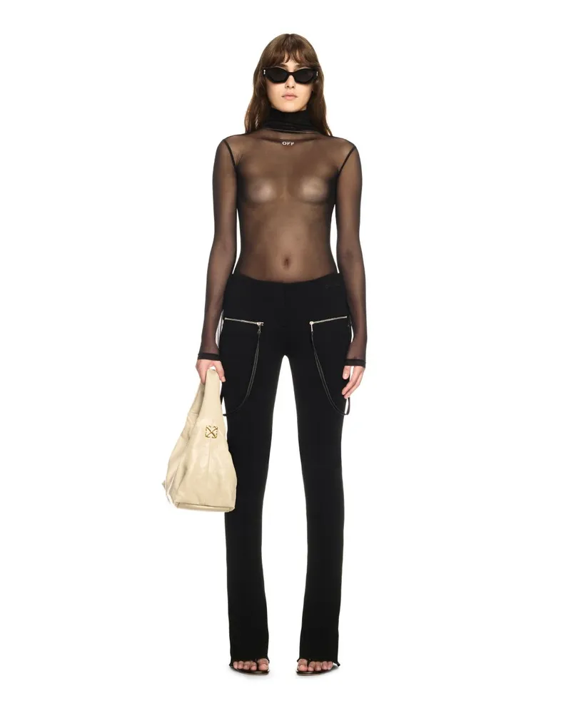 OFF-WHITE SCHWARZES MESH LANGÄRMELIGES OBERTEIL Schwarz