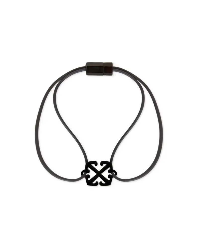 OFF-WHITE EMAILLIERTES GUMMI-ARMBAND Schwarz