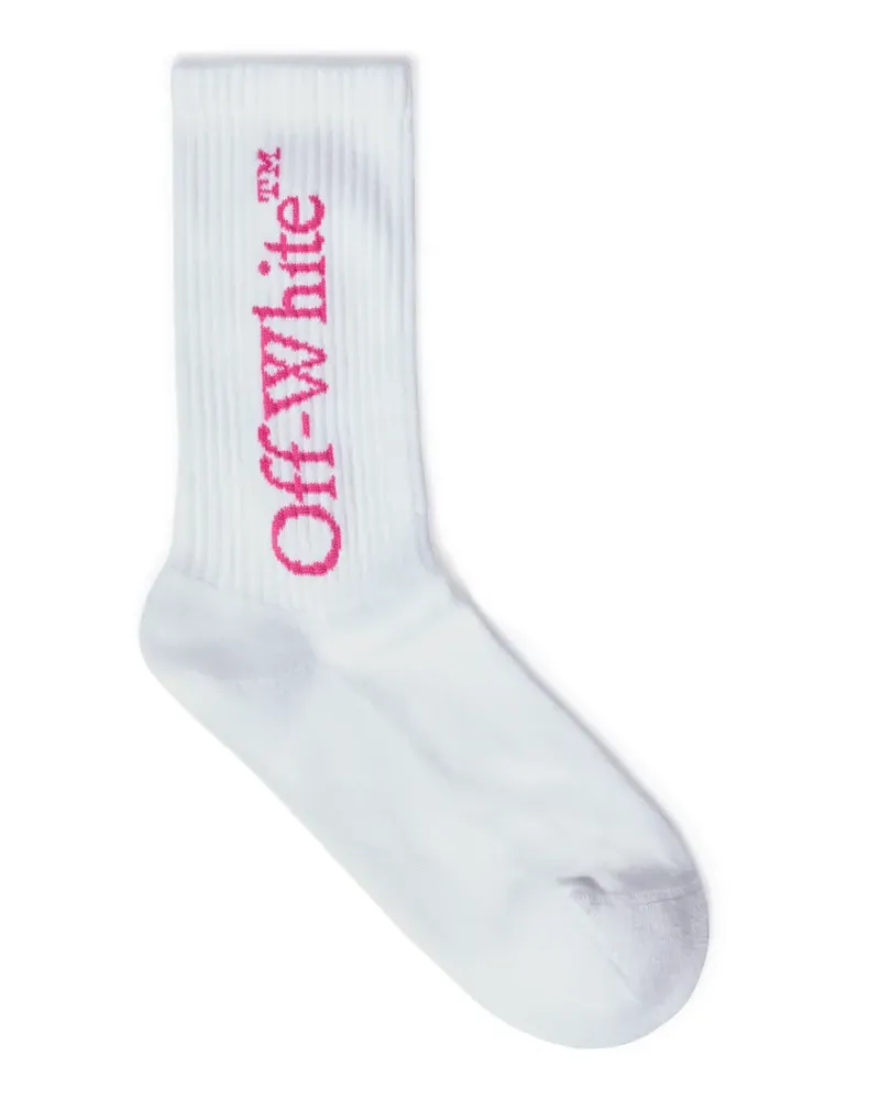 OFF-WHITE Mittelhohe Socken mit Schriftzug Weiß