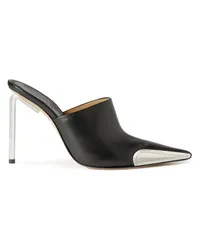 OFF-WHITE Silberne Mules mit spitzer Form Schwarz