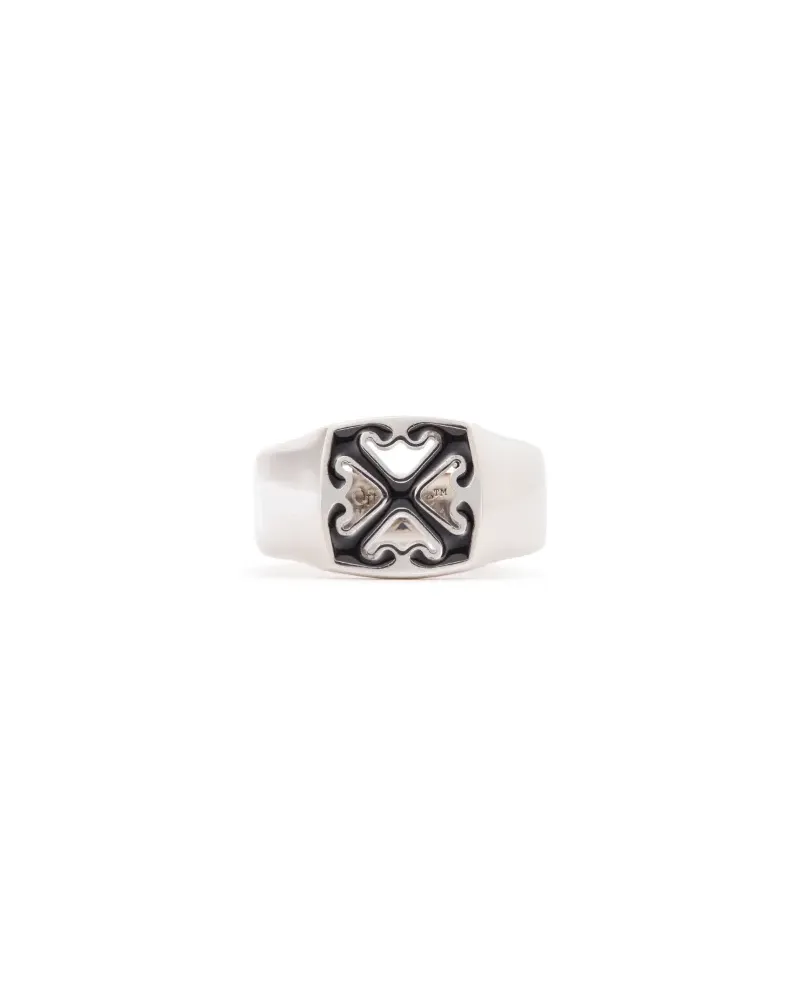 OFF-WHITE EMAILLE PFEILRING Silber