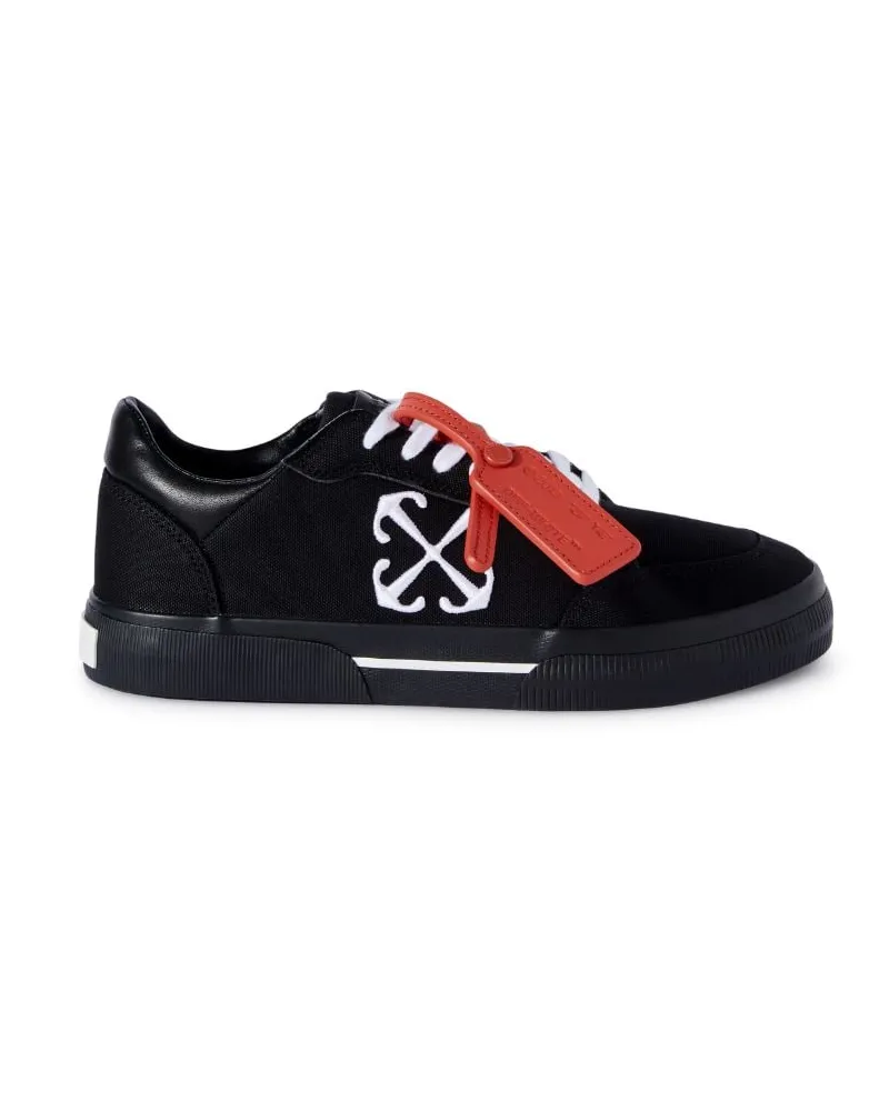 OFF-WHITE Schwarz/Weiße Canvas Vulkanisierte Sneakers Schwarz