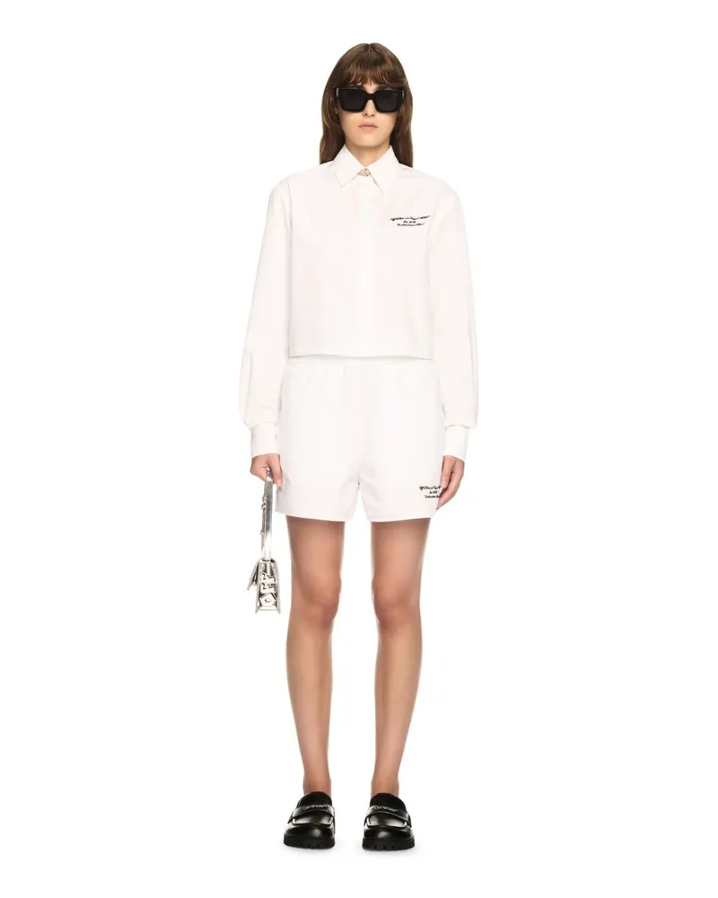 OFF-WHITE Weißes Popeline Boxy Langarmshirt Weiß