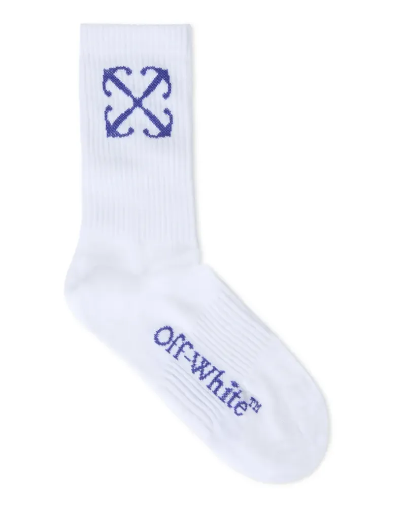 OFF-WHITE WEISS/ BLAUE PFEIL MITTELHOHE SOCKEN Weiß