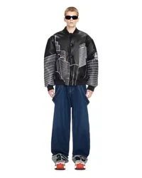 OFF-WHITE SKYLINE OVERSIZED LEDERJACKE Schwarz