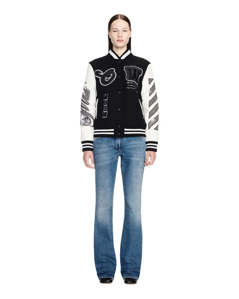 OFF-WHITE Varsity-Bomberjacke mit Mondmotiv Schwarz