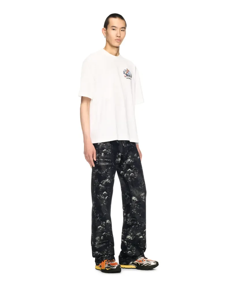 OFF-WHITE Blaue Jacquard Fresco Jeans Blau