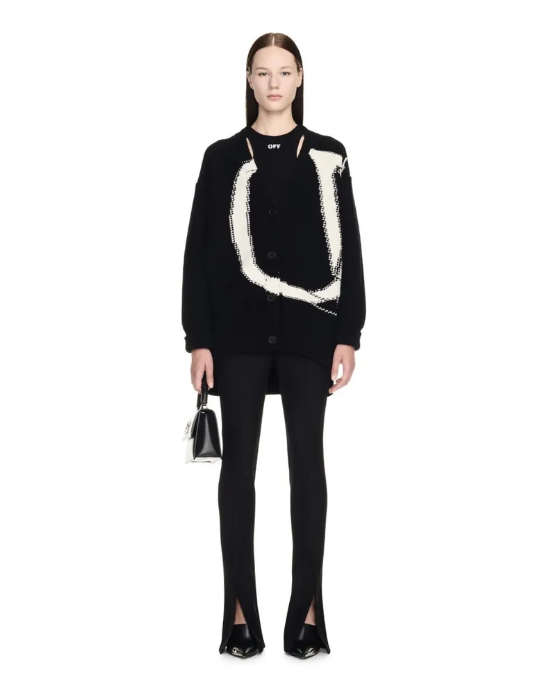 OFF-WHITE Schwarzer Maxi Logo Cardigan Schwarz