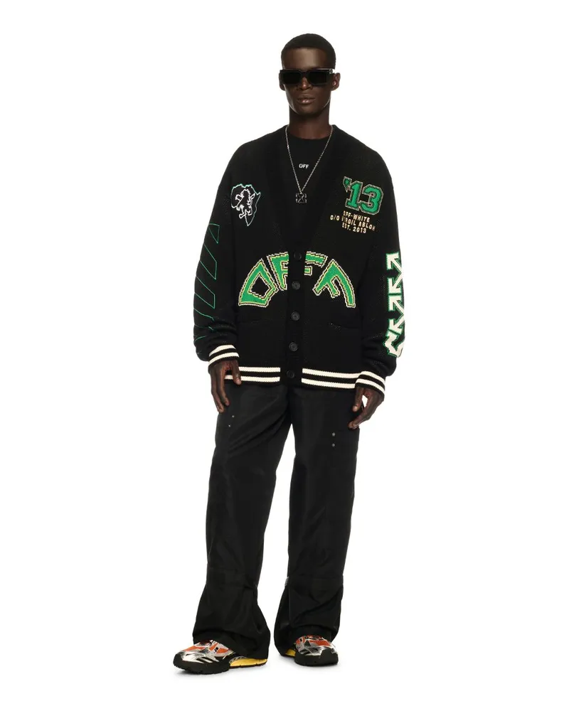 OFF-WHITE SCHWARZER KROKODIL COLLEGE-CARDIGAN Schwarz