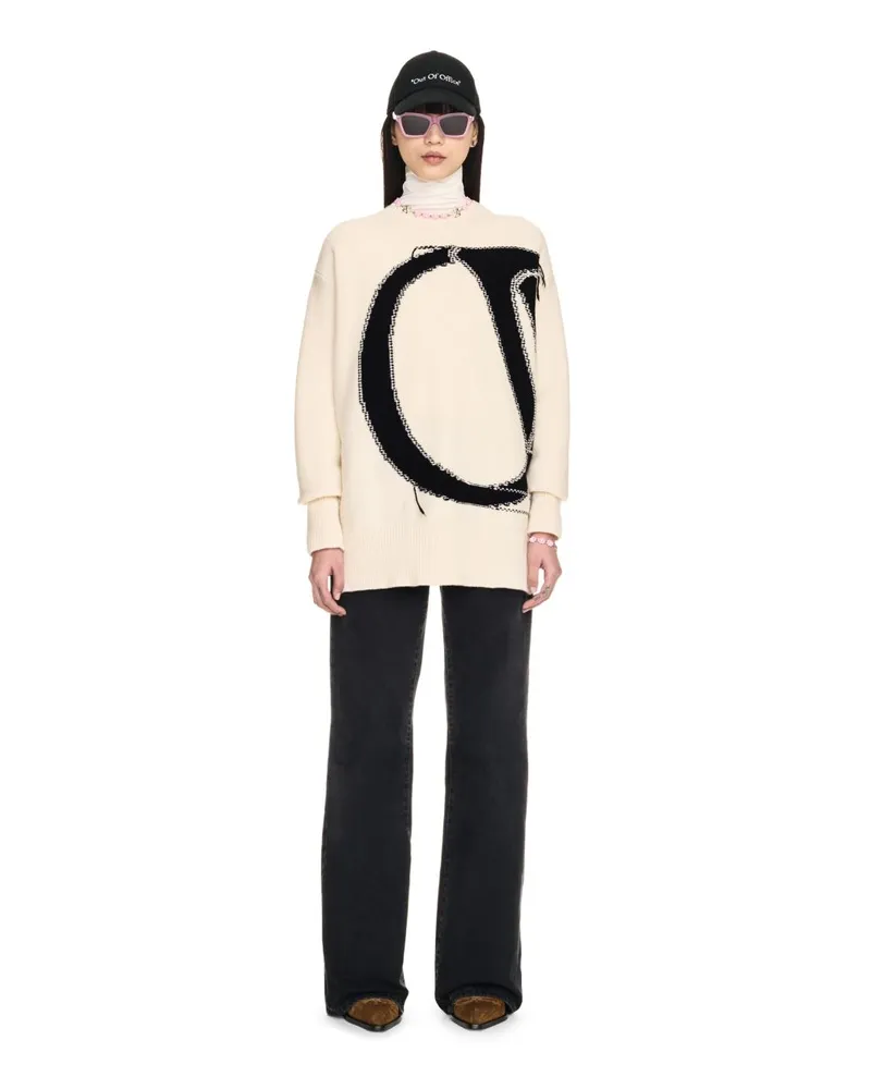OFF-WHITE WEISSER PULLOVER MIT RUNDHALSAUSSCHNITT UND LOGO Weiß