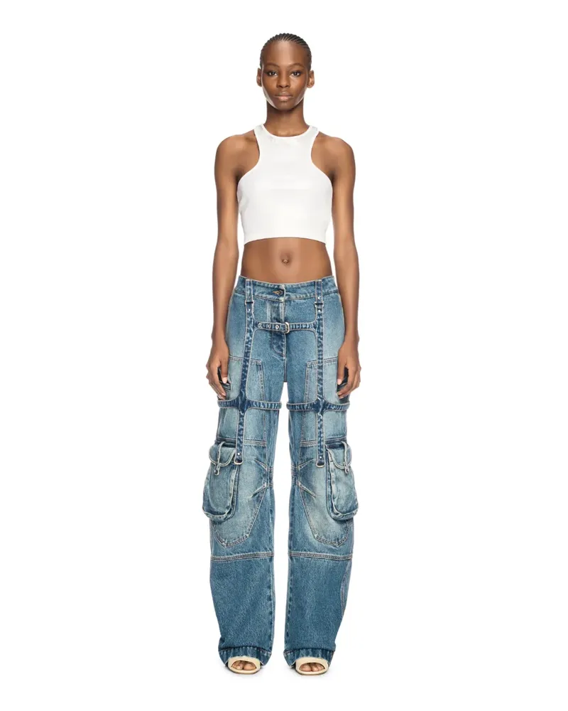 OFF-WHITE SILBERN-BESCHICHTETES RUDER-TOP Weiß