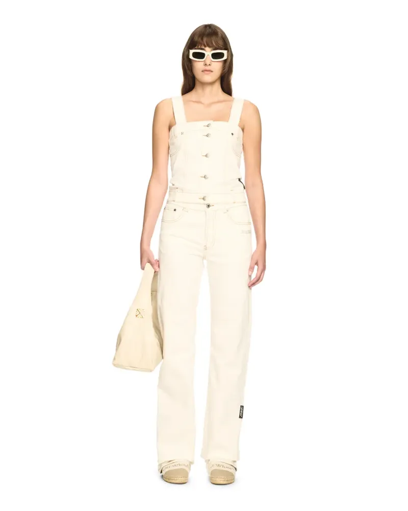 OFF-WHITE Weißes Denim Korsett-Top Nude