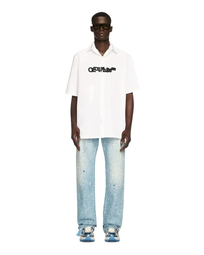 OFF-WHITE Weißes Bowling-Shirt mit Spray-Pfeil Weiß