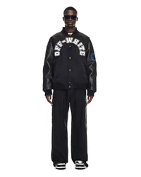 OFF-WHITE ÜBERGROSSE LEDER- UND NYLONJACKE MIT BASEBALL-LOGO Schwarz