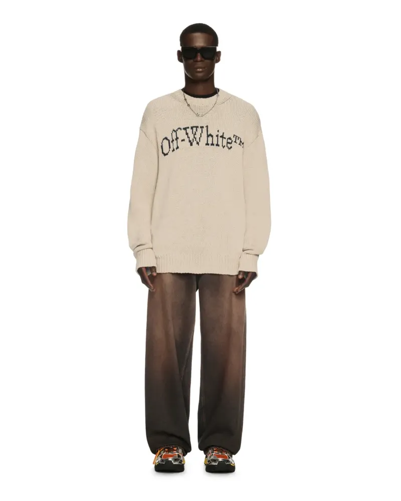 OFF-WHITE CREME BIG BOOKISH STRICK-PULLOVER Nude