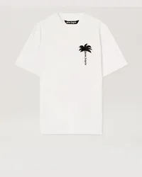 Palm Angels Weißes T-Shirt mit Palmenblätter Weiß