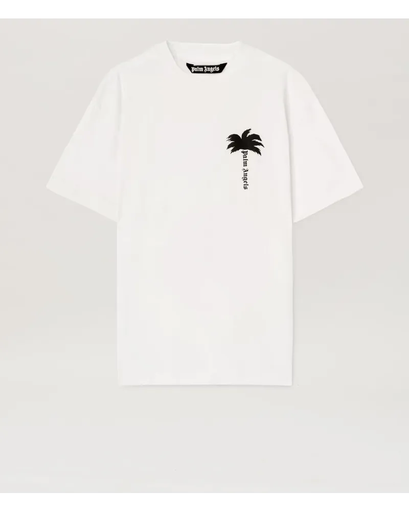 Palm Angels Weißes T-Shirt mit Palmenblätter Weiß