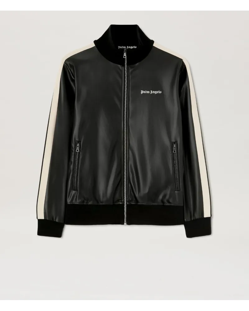 Palm Angels Trainingsjacke mit Leder-Effekt Schwarz