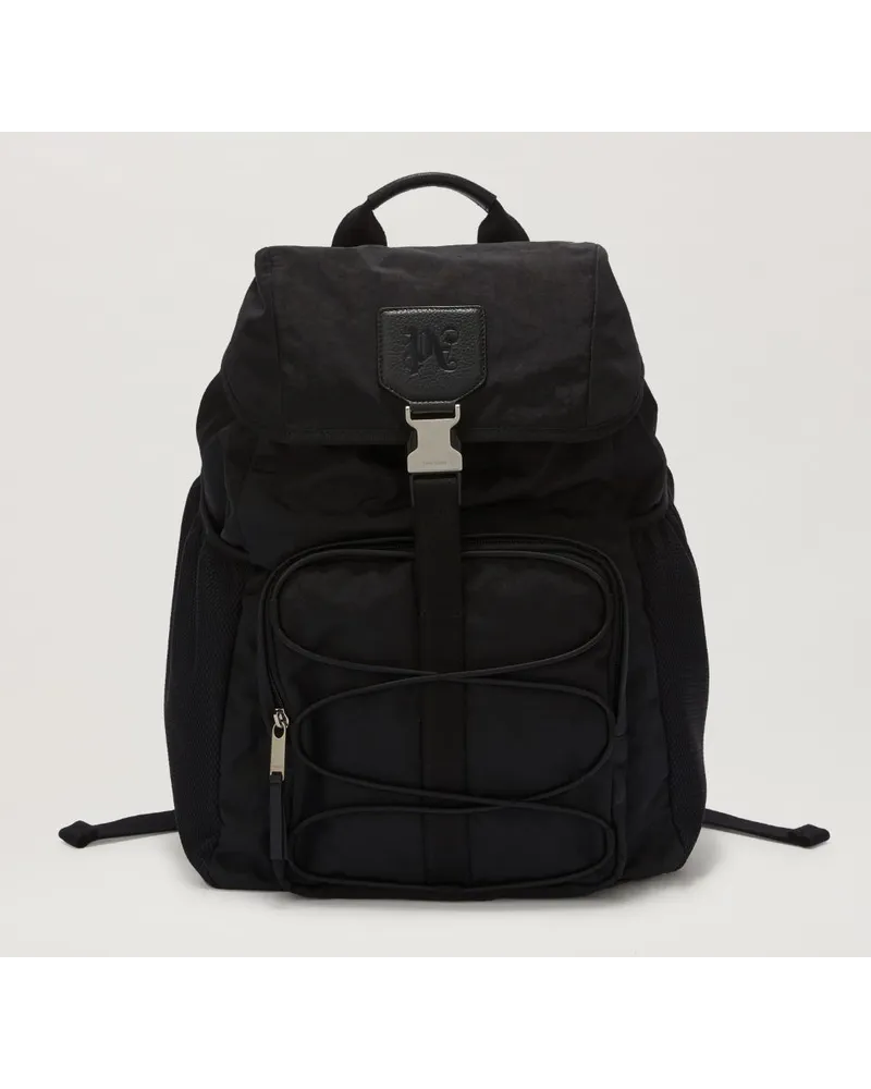 Palm Angels Rucksack mit Schnalle und Monogramm Schwarz