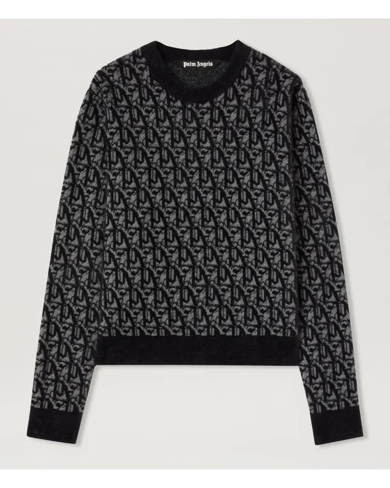 Palm Angels Monogramm Jacquard Pullover Schwarz