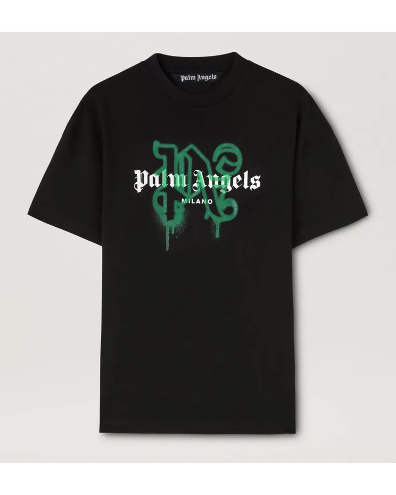 Palm Angels MONOGRAMM SPRAY CITY T-SHIRT MILANO Schwarz