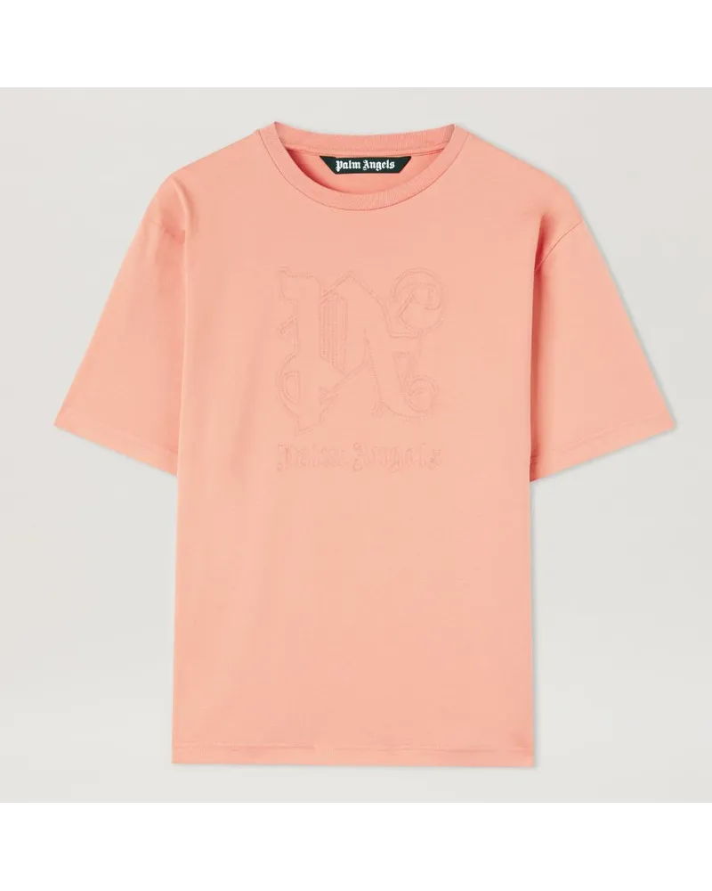 Palm Angels Enges T-Shirt mit Monogramm Rosa