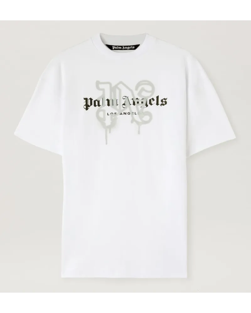 Palm Angels MONOGRAMM SPRAY CITY T-SHIRT LOS ANGELS Weiß