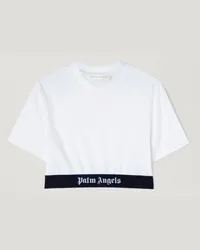 Palm Angels Cropped T-shirt Mit Logo Weiß