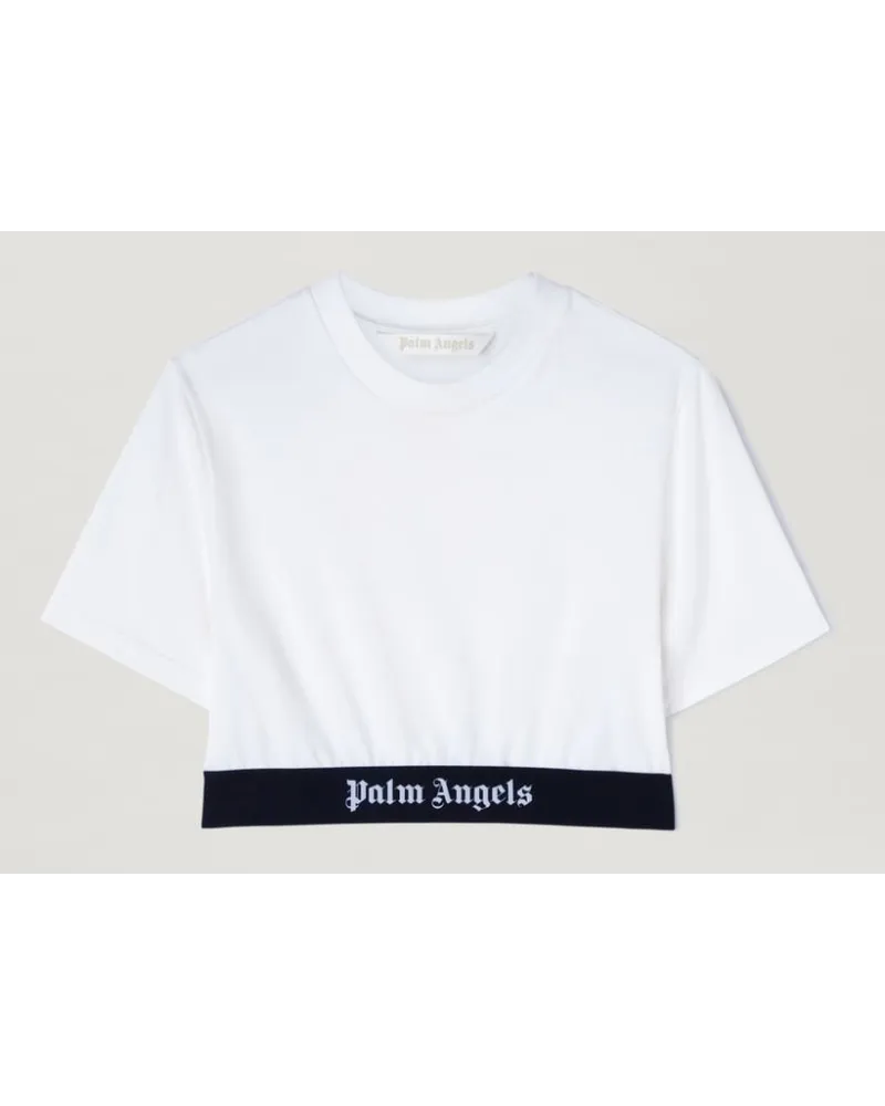 Palm Angels Cropped T-shirt Mit Logo Weiß