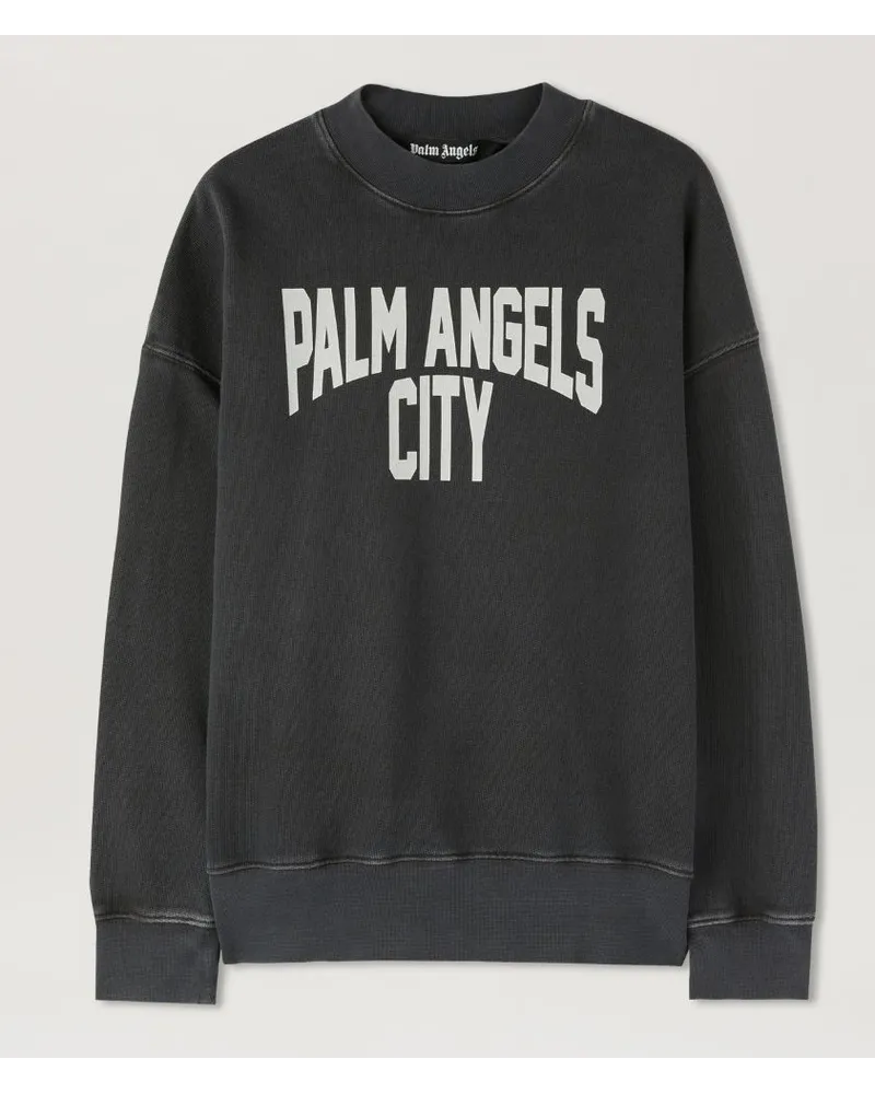 Palm Angels PA City Verwaschener Pullover mit Rundhalsausschnitt Grau