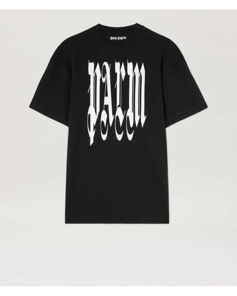 Palm Angels T-Shirt mit Gothic-Logo Schwarz