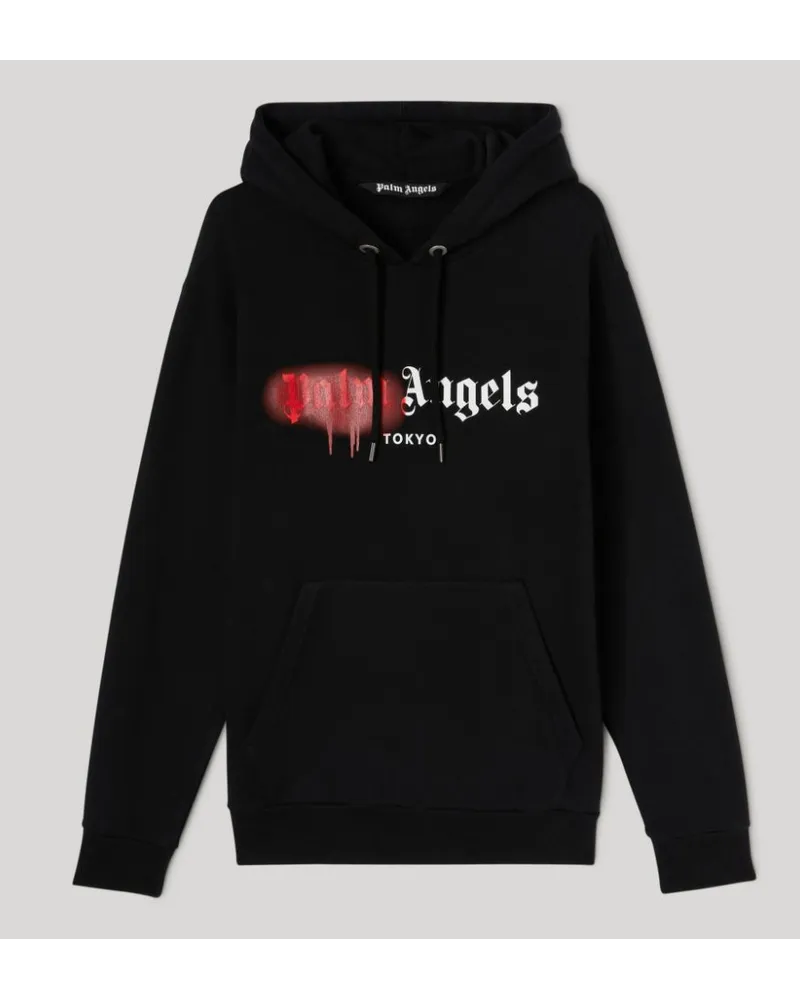 Palm Angels HOODIE MIT "TOKYO" BESPRÜHT Schwarz