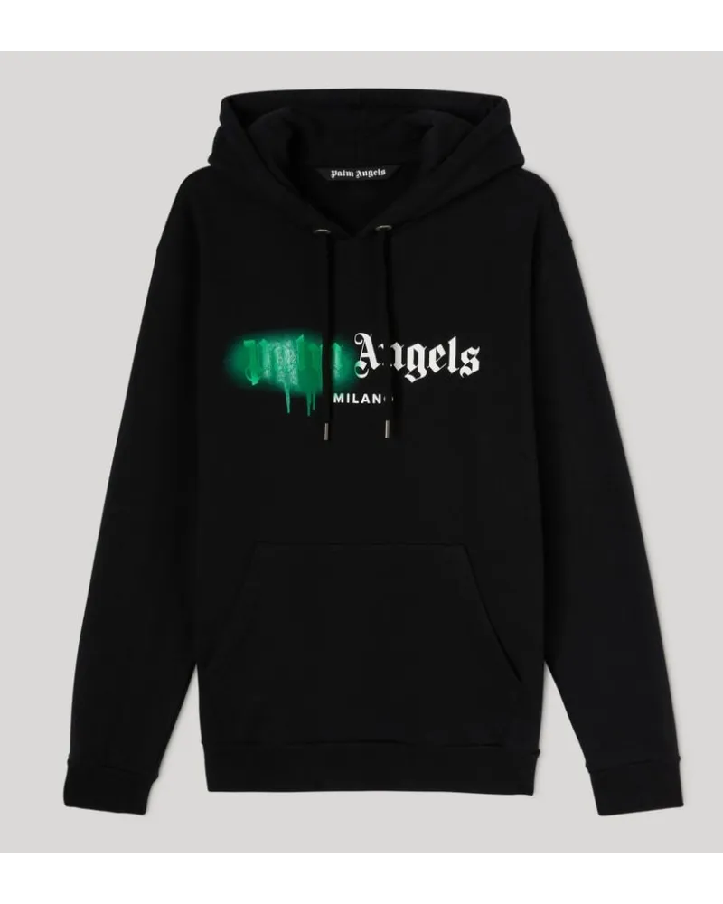 Palm Angels HOODIE MIT "MILANO" BESPRÜHT Schwarz